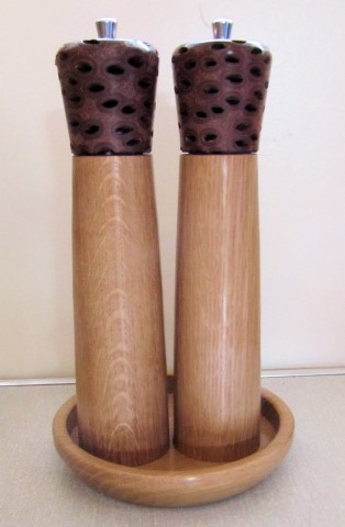 Oak and banksia nut salt and pepper mills by Graham